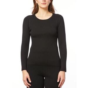 Melissa Paige Women's Ribbed Scoop-Neck Sweater Jet Black Size M